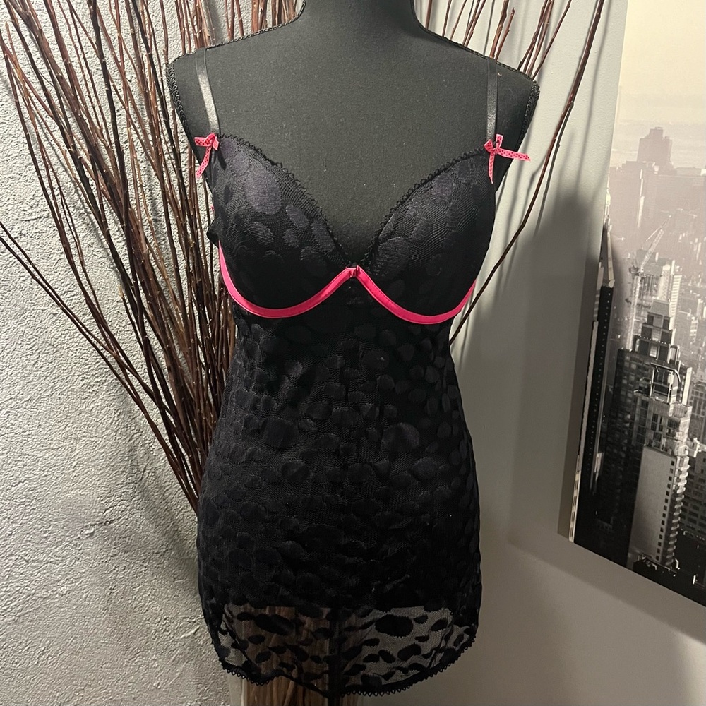 🌺HOT KISS PINK AMD BLACK LINGERIE SLIP DRESS SIZE 36C🌺